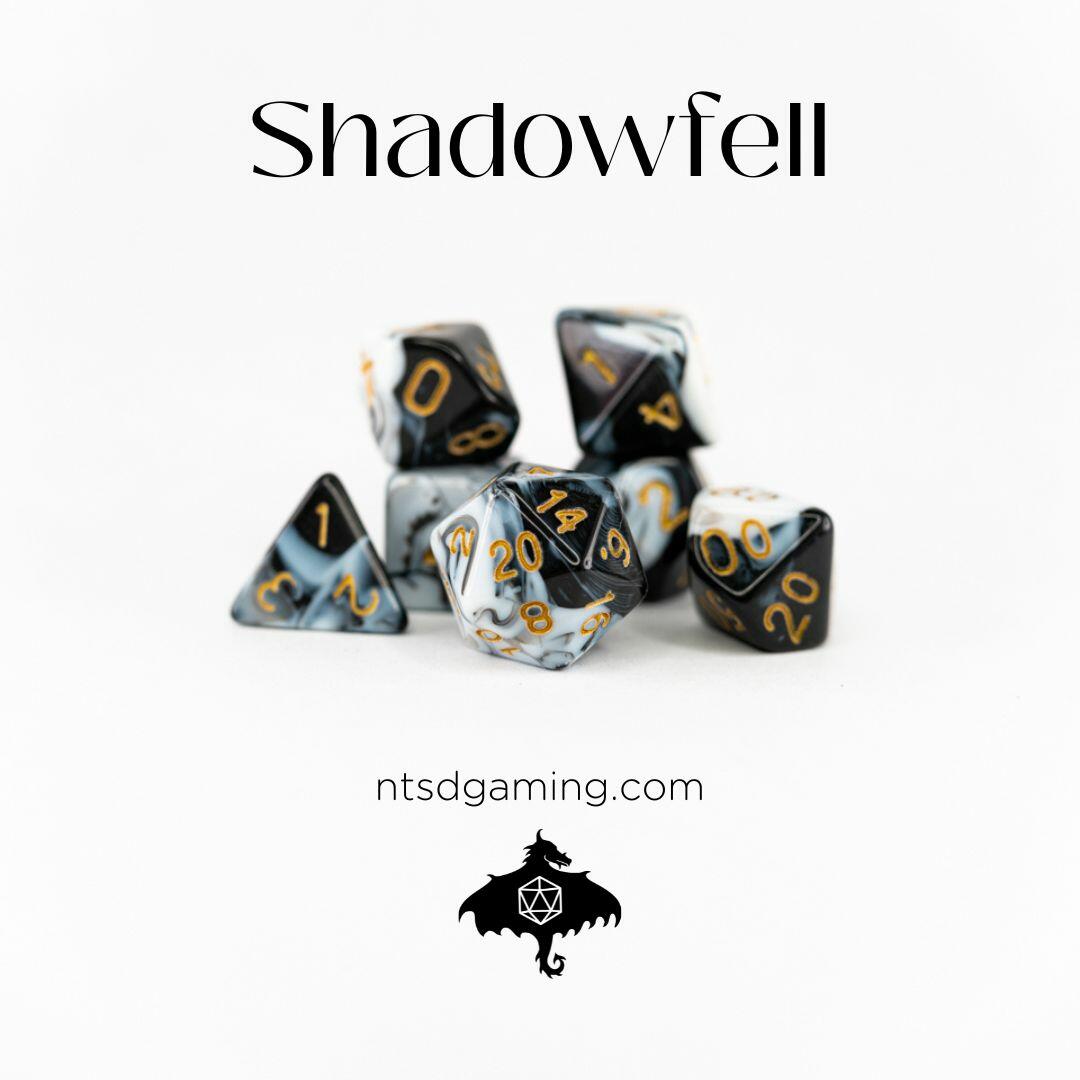 Shadowfell Black and White Duo 7 Piece Acrylic Dice Set