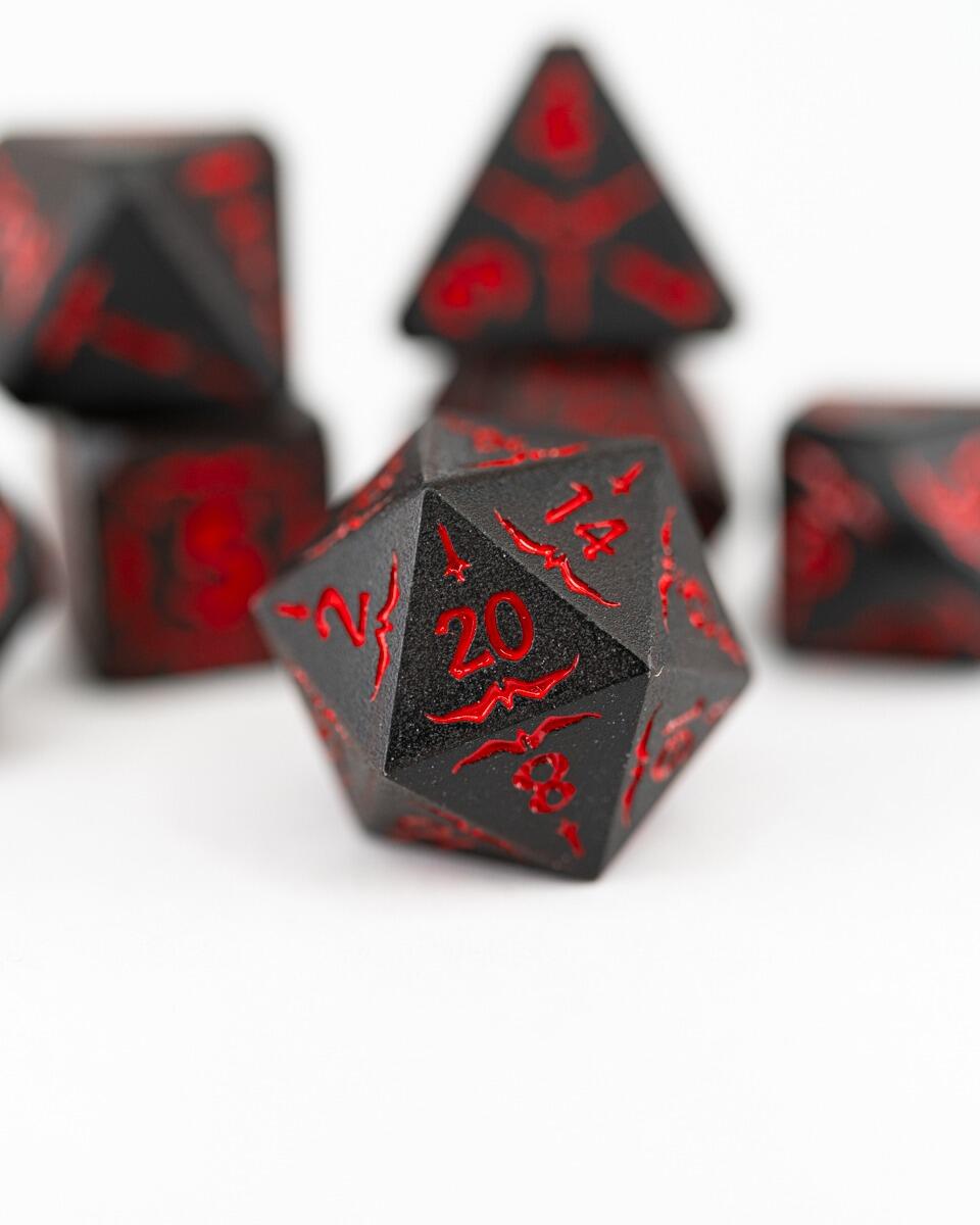 Elven Black & Red Dice Set