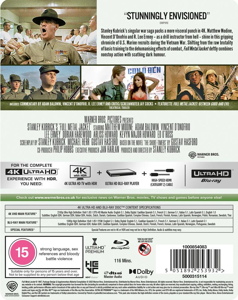 Full Metal Jacket Limited Edition Steelbook 4K Ultra HD + Blu-Ray
