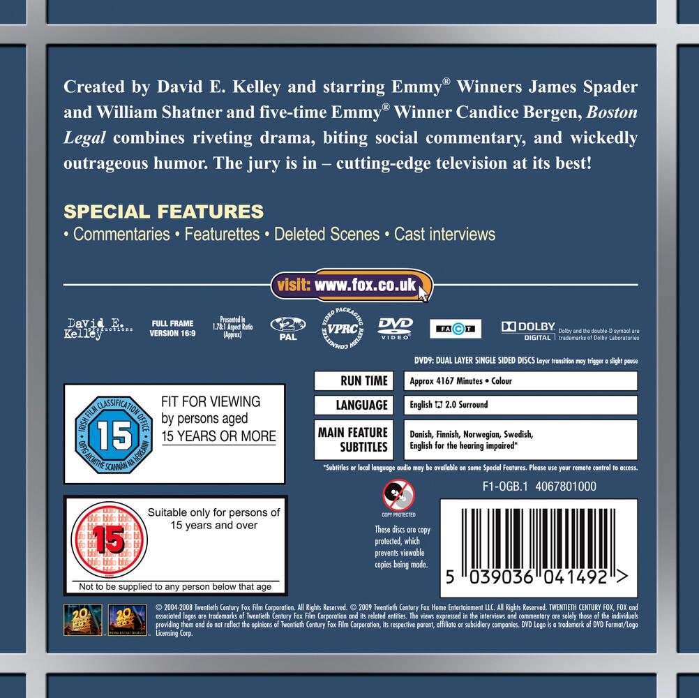 Boston Legal Seasons 1 to 5 Complete Collection DVD