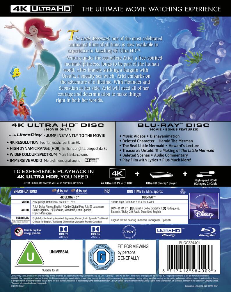 The Little Mermaid 4K Ultra HD + Blu-Ray