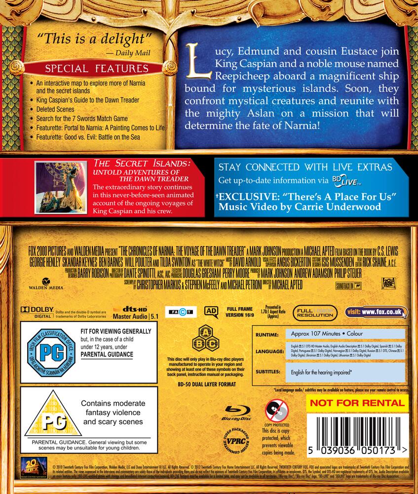 The Chronicles Of Narnia - The Voyage Of The Dawn Treader Blu-Ray