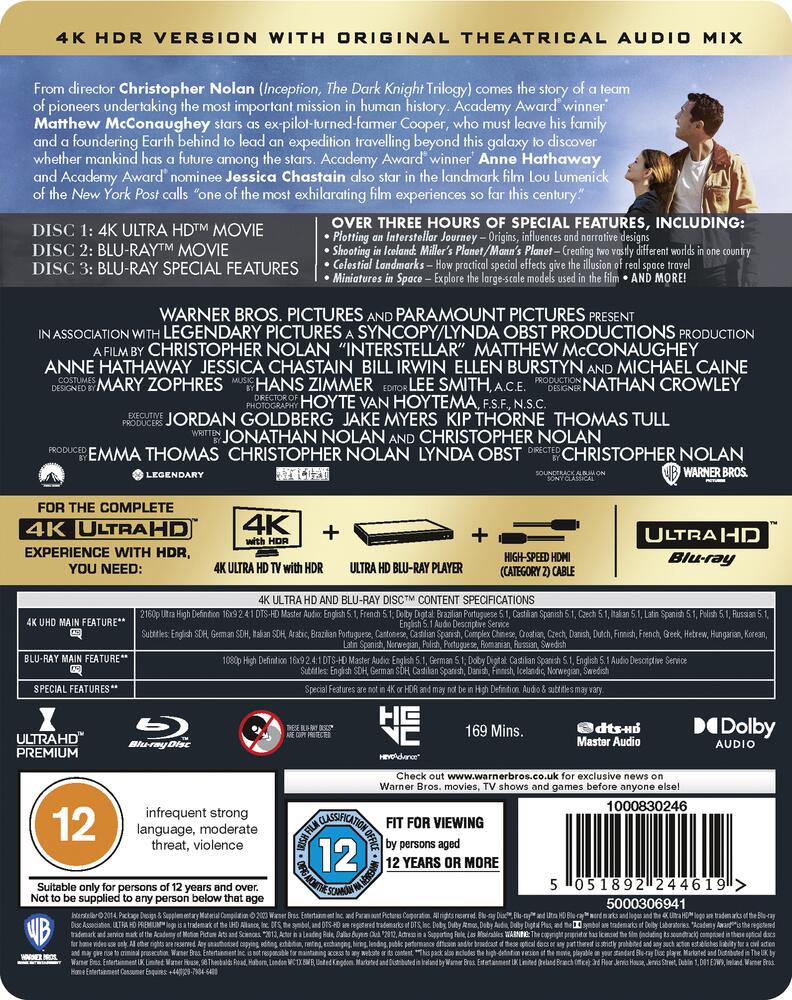 Interstellar Limited Edition Steelbook 4K Ultra HD + Blu-Ray
