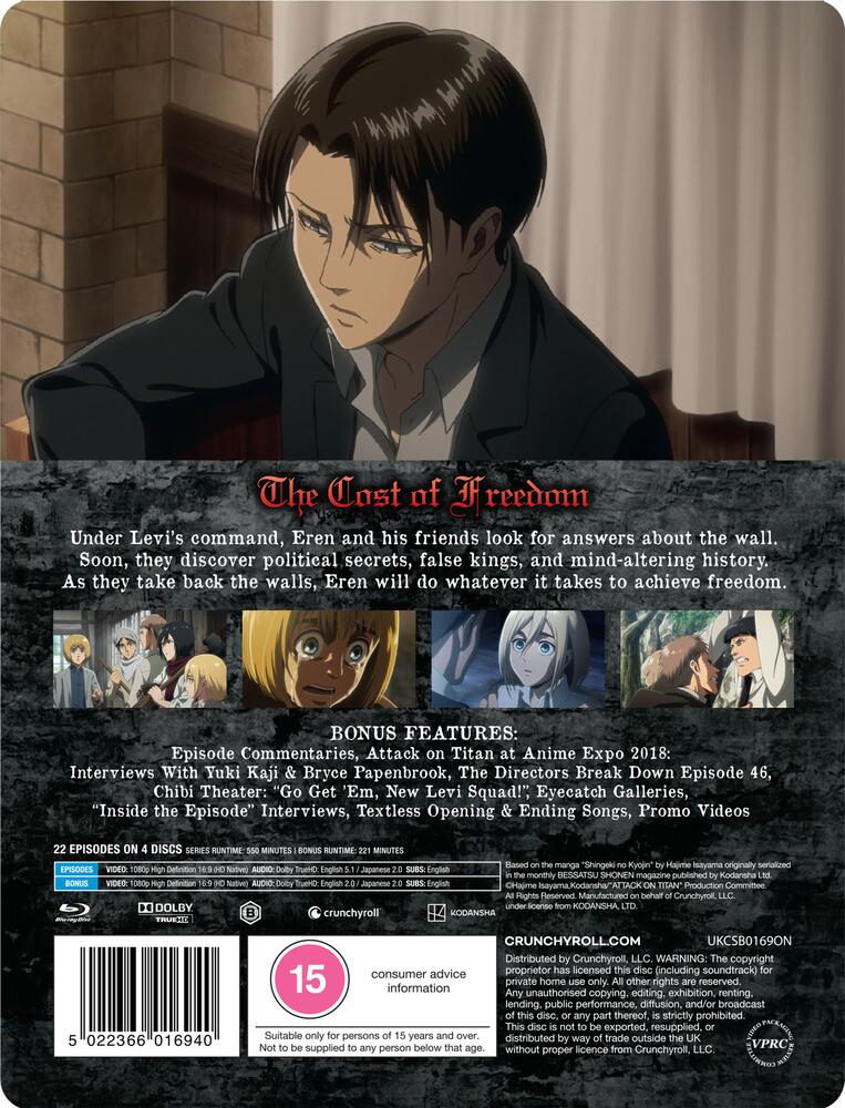 Attack On Titan Season 3 Limited Edition Steelbook Blu-Ray