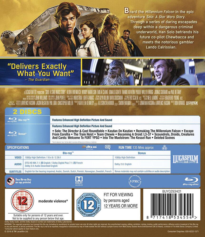 Solo - A Star Wars Story Blu-Ray