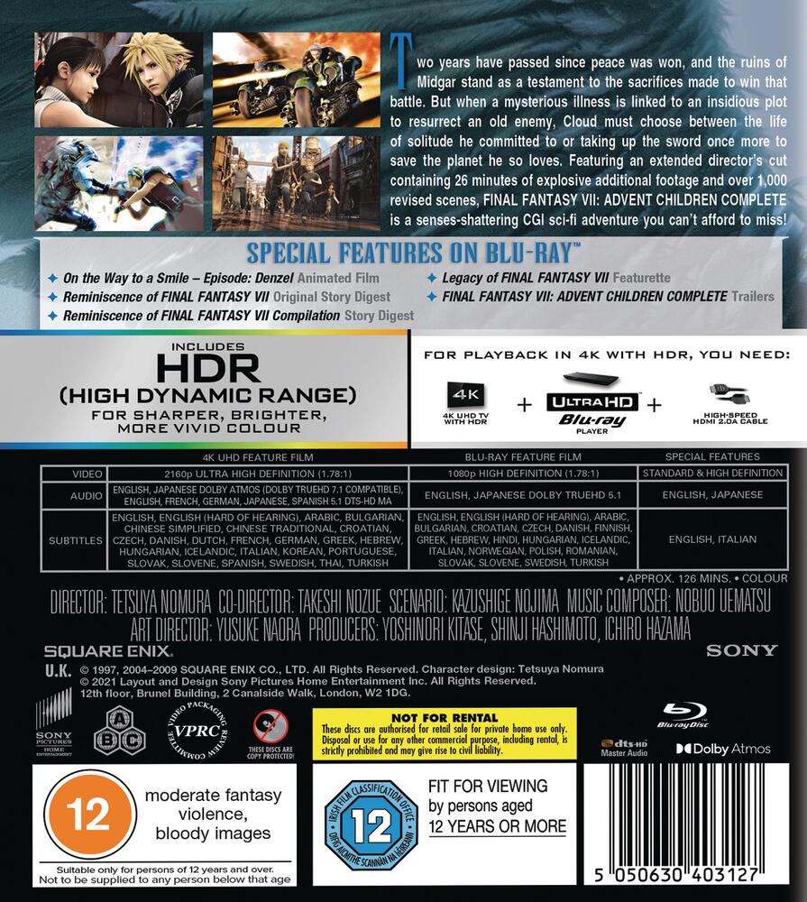 Final Fantasy VII - Advent Children 4K Ultra HD + Blu-Ray