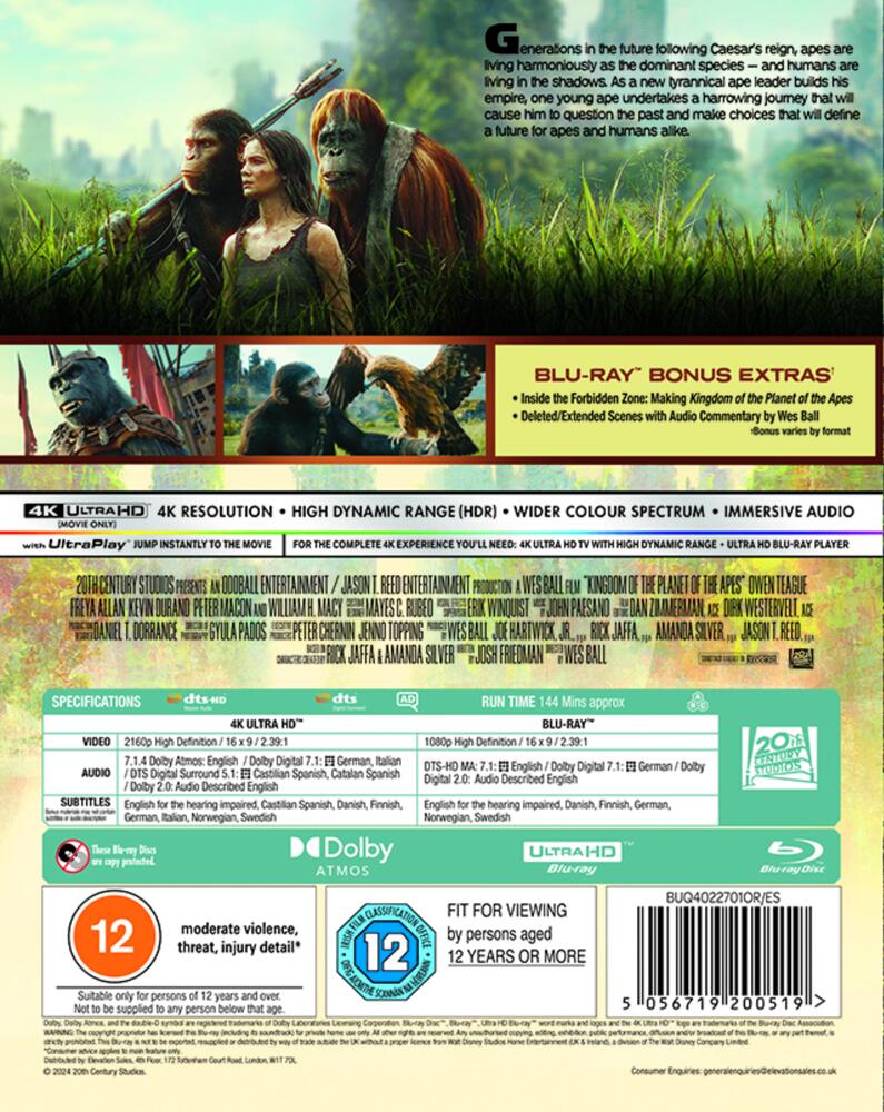 Planet Of The Apes - The Kingdom Of The Planet Of The Apes 4K Ultra HD + Blu-Ray