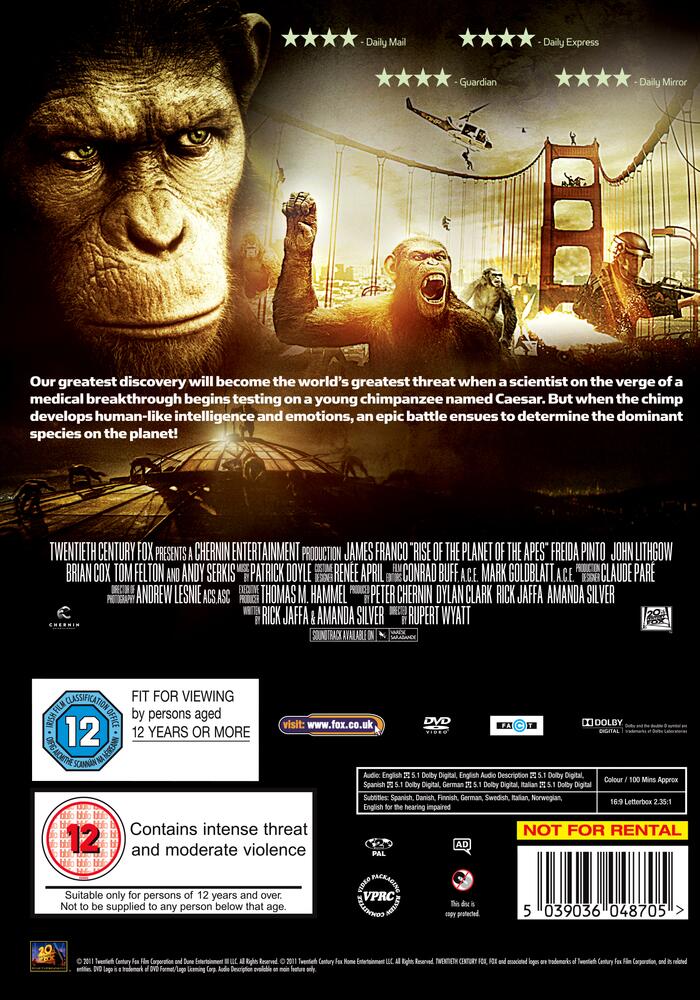Planet Of The Apes - Rise Of The Planet Of The Apes DVD