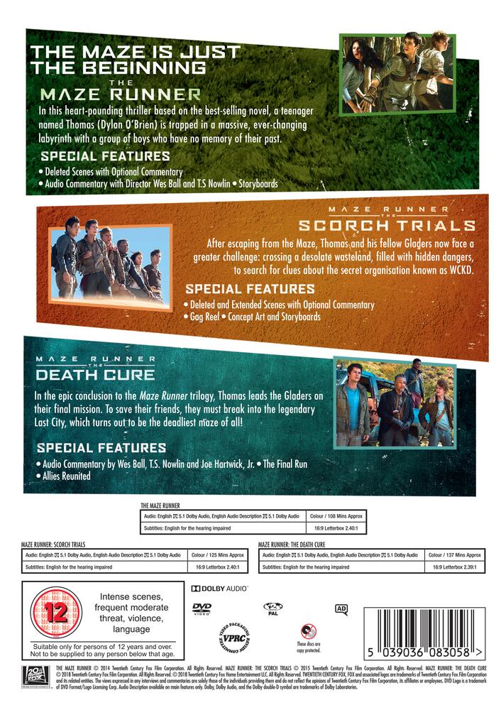 The Maze Runner Trilogy (3 Films) DVD