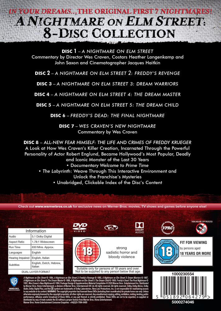 A Nightmare On Elm Street Collection - The Original First 7 Nightmares! DVD