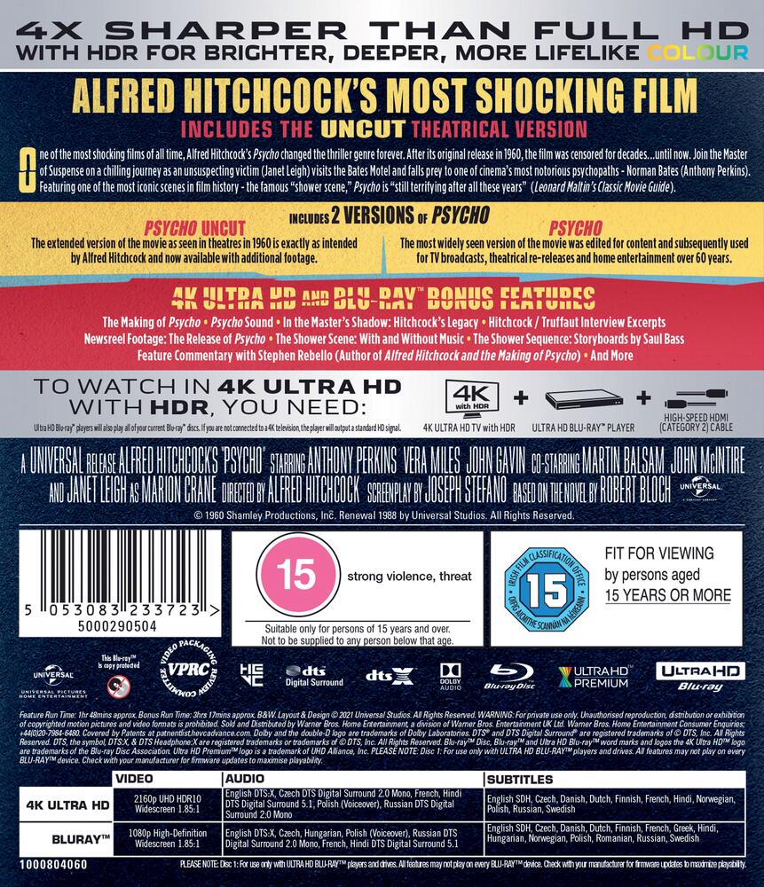 Alfred Hitchcock - Psycho 4K Ultra HD + Blu-Ray
