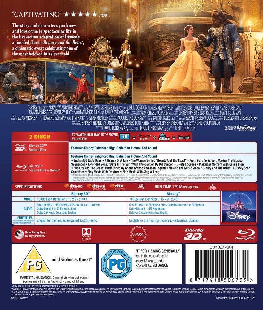 Beauty And The Beast 3D+2D (Live Action) Blu-Ray
