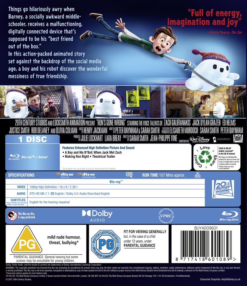 Ron's Gone Wrong Blu-Ray
