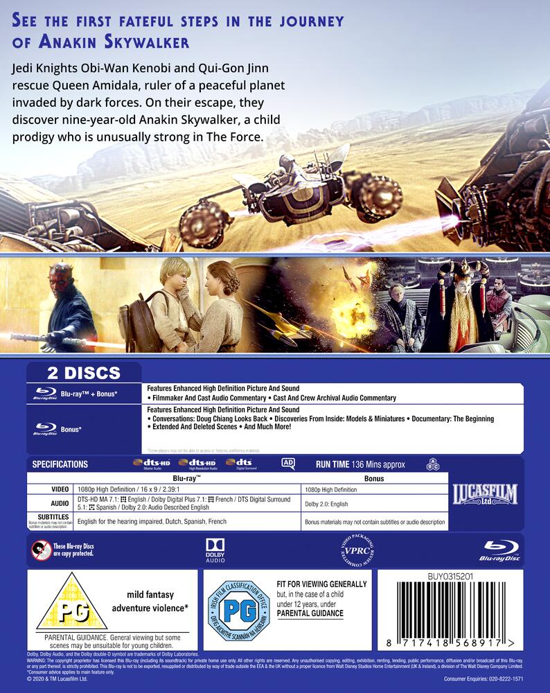Star Wars - The Phantom Menace Blu-Ray