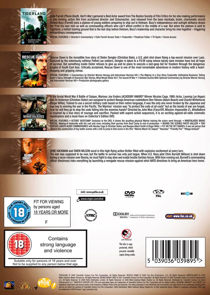 Rescue Dawn / Behind Enemy Lines / Windtalkers / Tigerland DVD