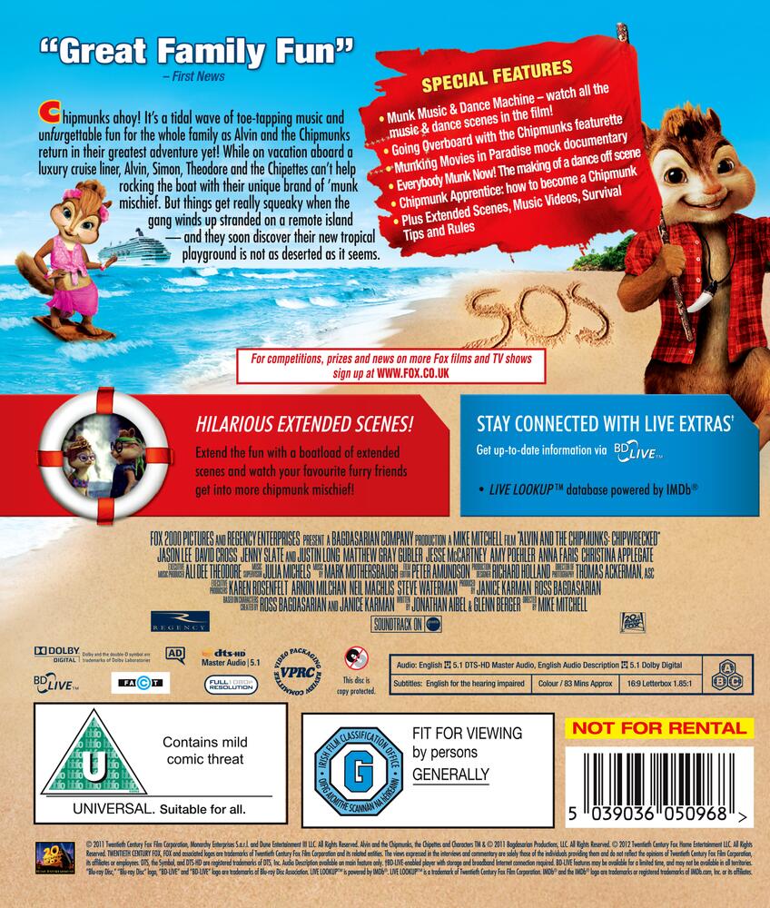 Alvin And The Chipmunks 3 - Chipwrecked Blu-Ray