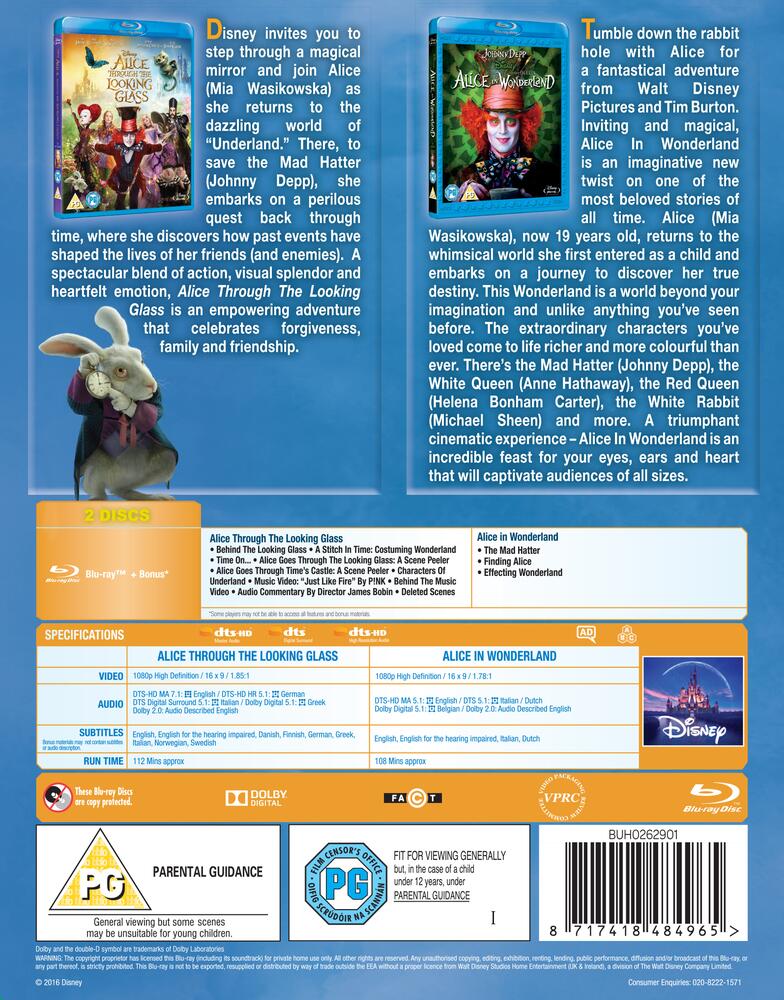 Alice In Wonderland / Alice Through The Looking Glass Blu-Ray