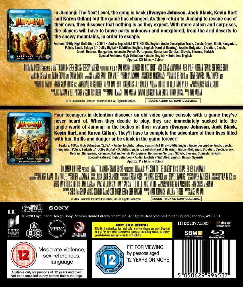 Jumanji - The Next Level / Welcome To The Jungle Blu-Ray