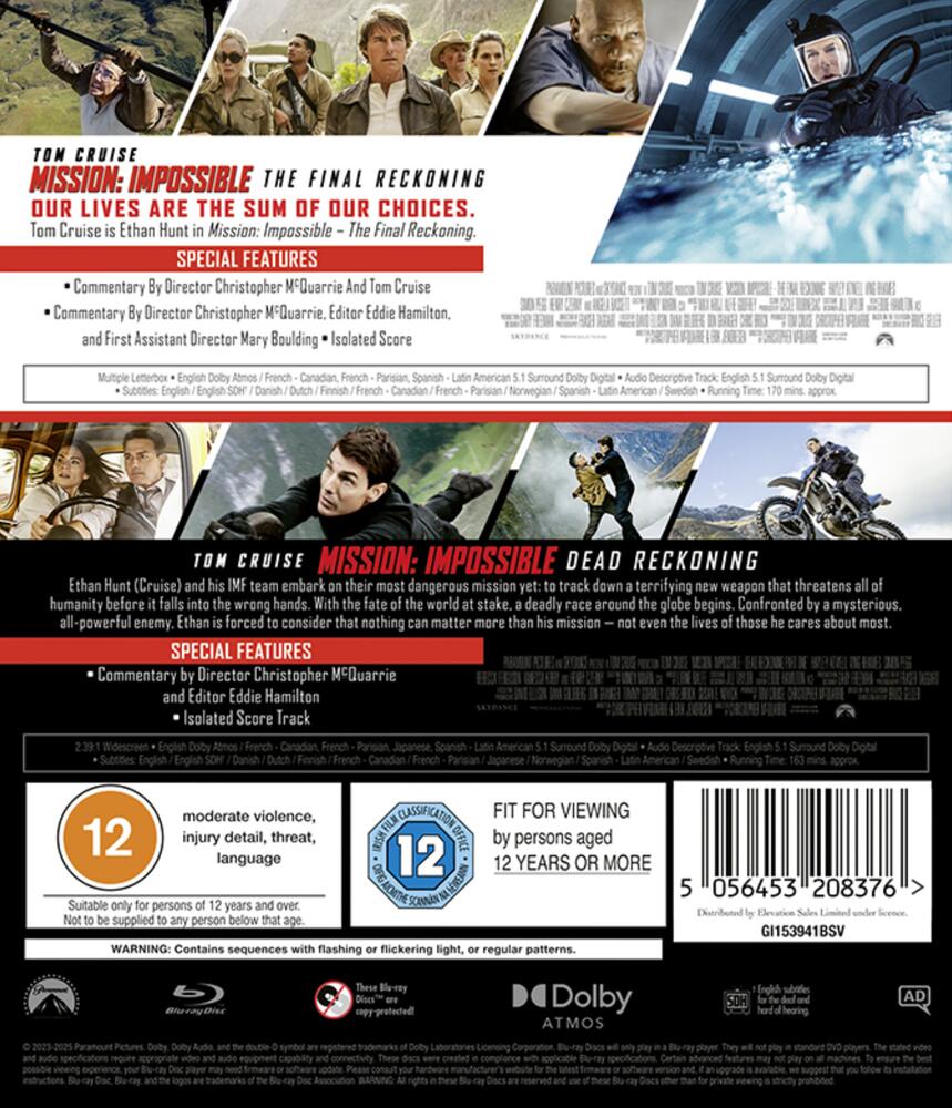 Mission Impossible 7 - Dead Reckoning / Mission Impossible 8 - The Final Reckoning Blu-Ray