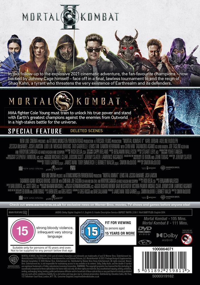 Mortal Kombat (2021) / Mortal Kombat II (2026) DVD