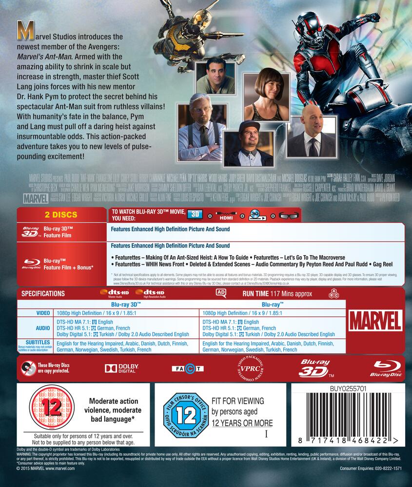 Ant Man 3D+2D Blu-Ray