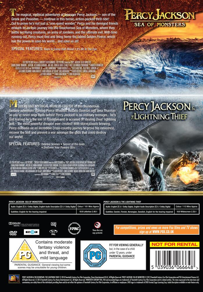 Percy Jackson - Sea Of Monsters / Percy Jackson & The Lightning Thief DVD