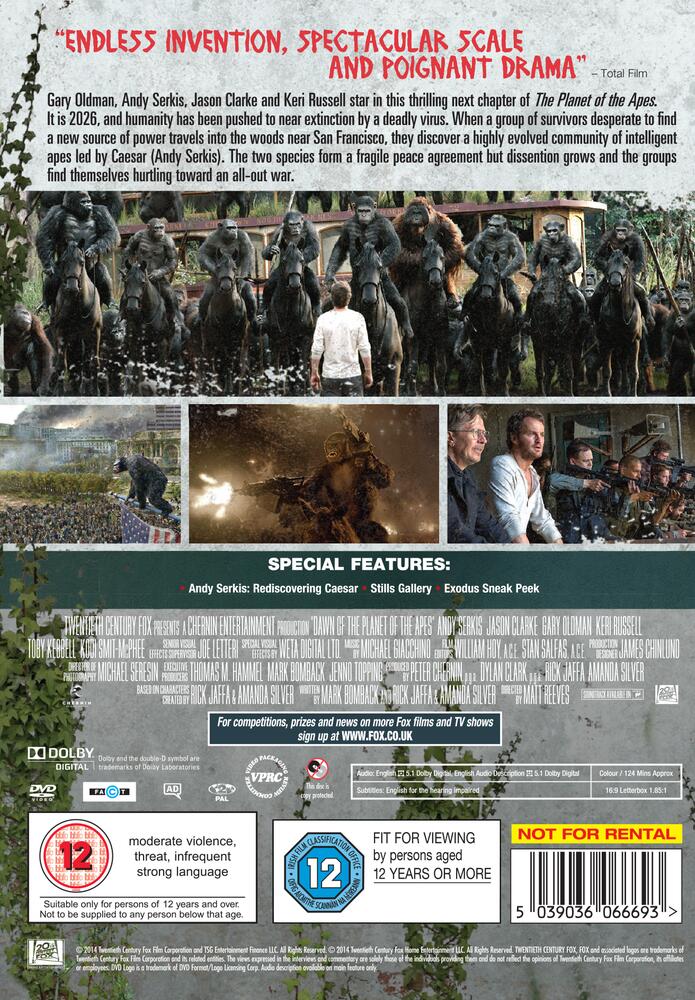 Planet Of The Apes - Dawn Of The Planet Of The Apes DVD