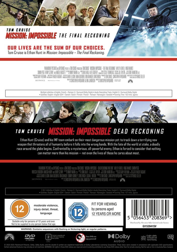 Mission Impossible 7 - Dead Reckoning / Mission Impossible 8 - The Final Reckoning DVD