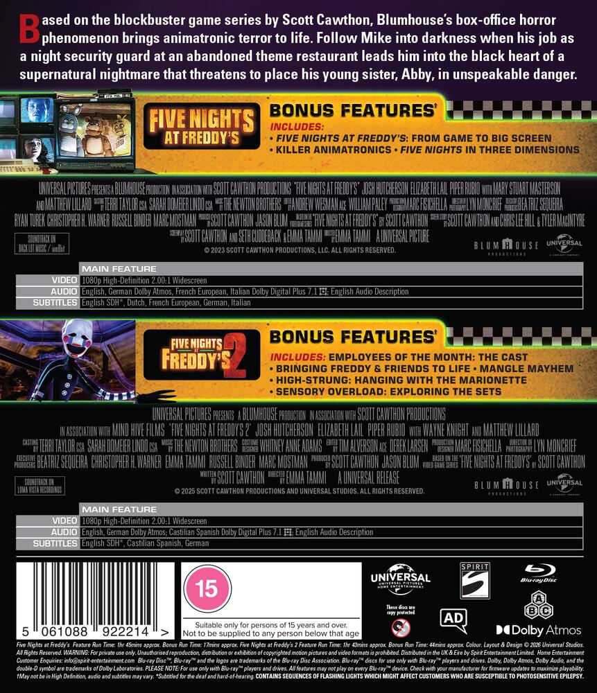 Five Nights At Freddys / Five Nights At Freddys 2 Blu-Ray