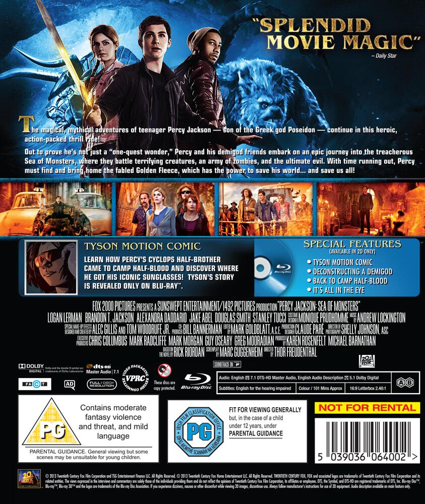 Percy Jackson - Sea Of Monsters 3D+2D Blu-Ray