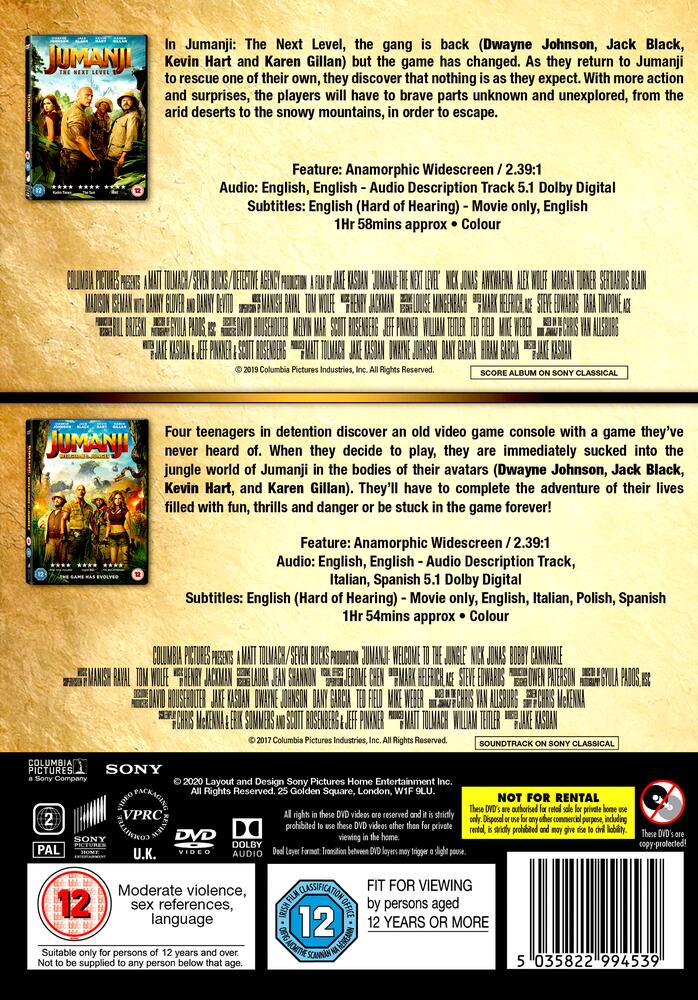 Jumanji - The Next Level / Welcome To The Jungle DVD