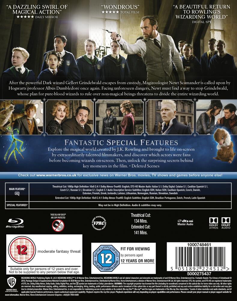 Fantastic Beasts 2 - The Crimes Of Grindelwald Blu-Ray
