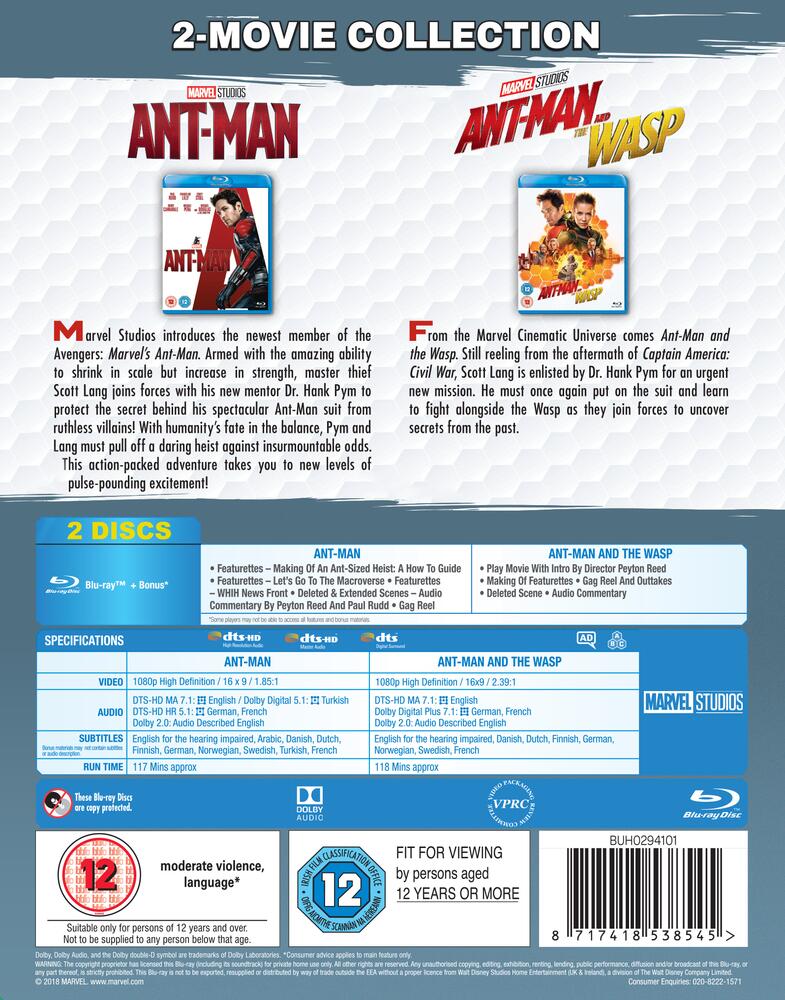 Ant-Man 1 / Ant-Man 2 Blu-Ray