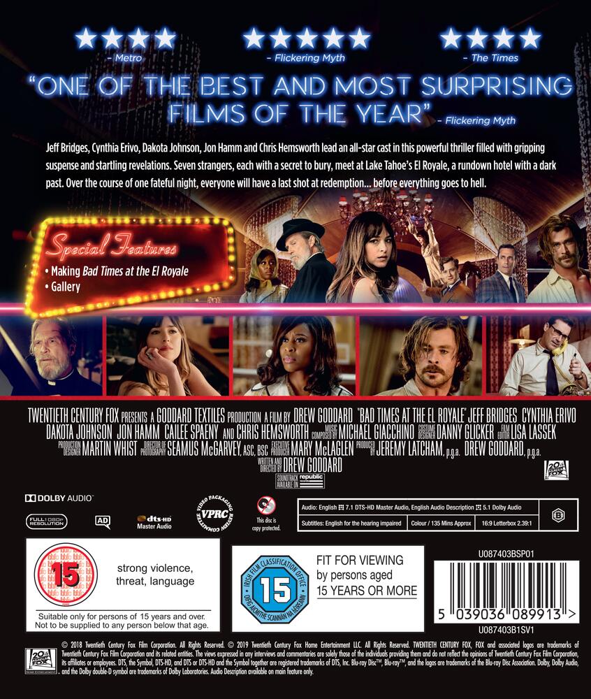 Bad Times At The El Royale Blu-Ray