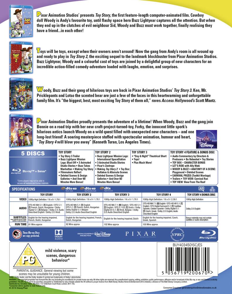 Toy Story 1 to 4 Blu-Ray