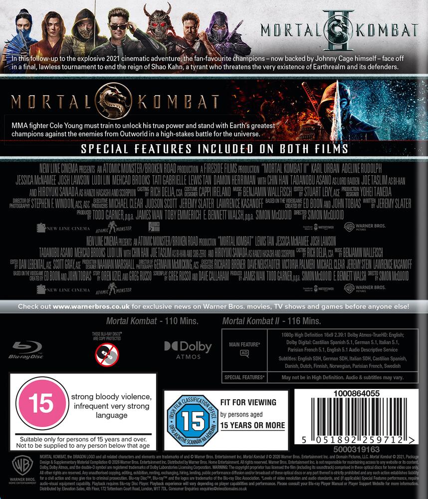 Mortal Kombat (2021) / Mortal Kombat II (2026) Blu-Ray