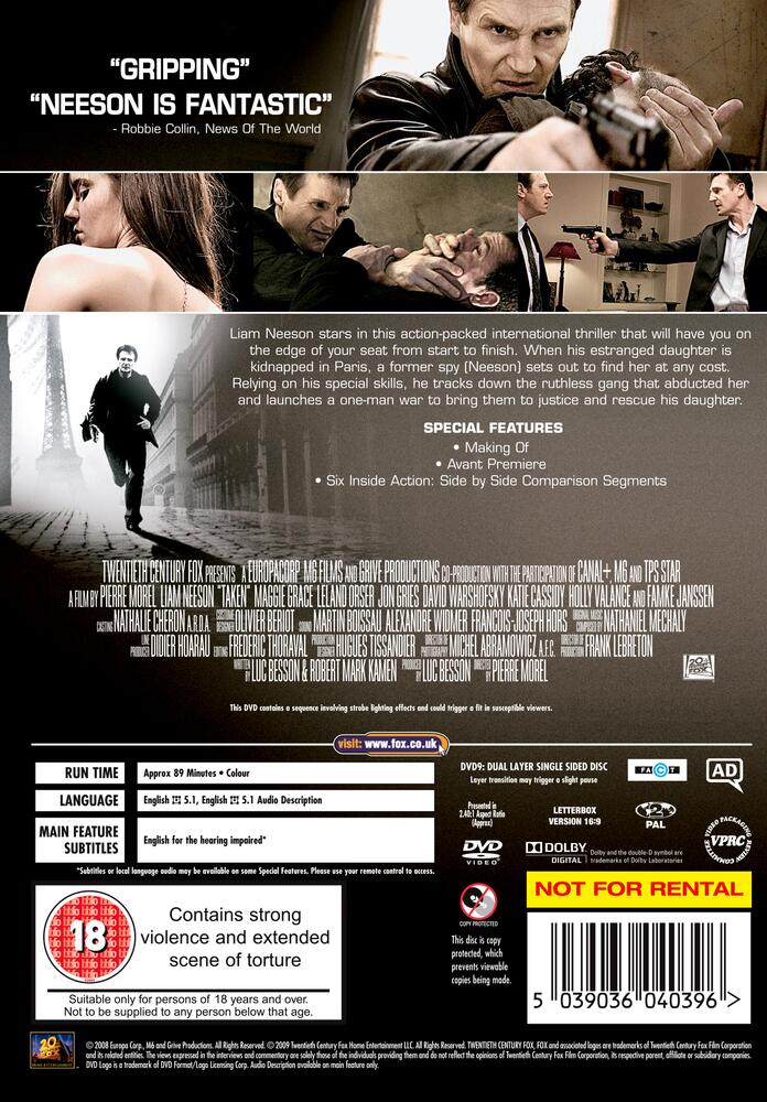 Taken - Extended Harder Cut DVD