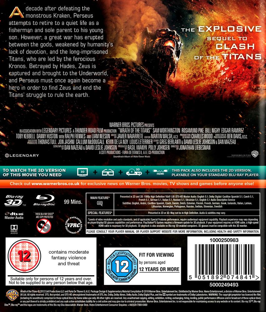 Wrath Of The Titans 3D+2D Blu-Ray