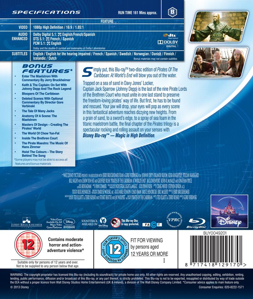 Pirates Of The Caribbean - At Worlds End Blu-Ray