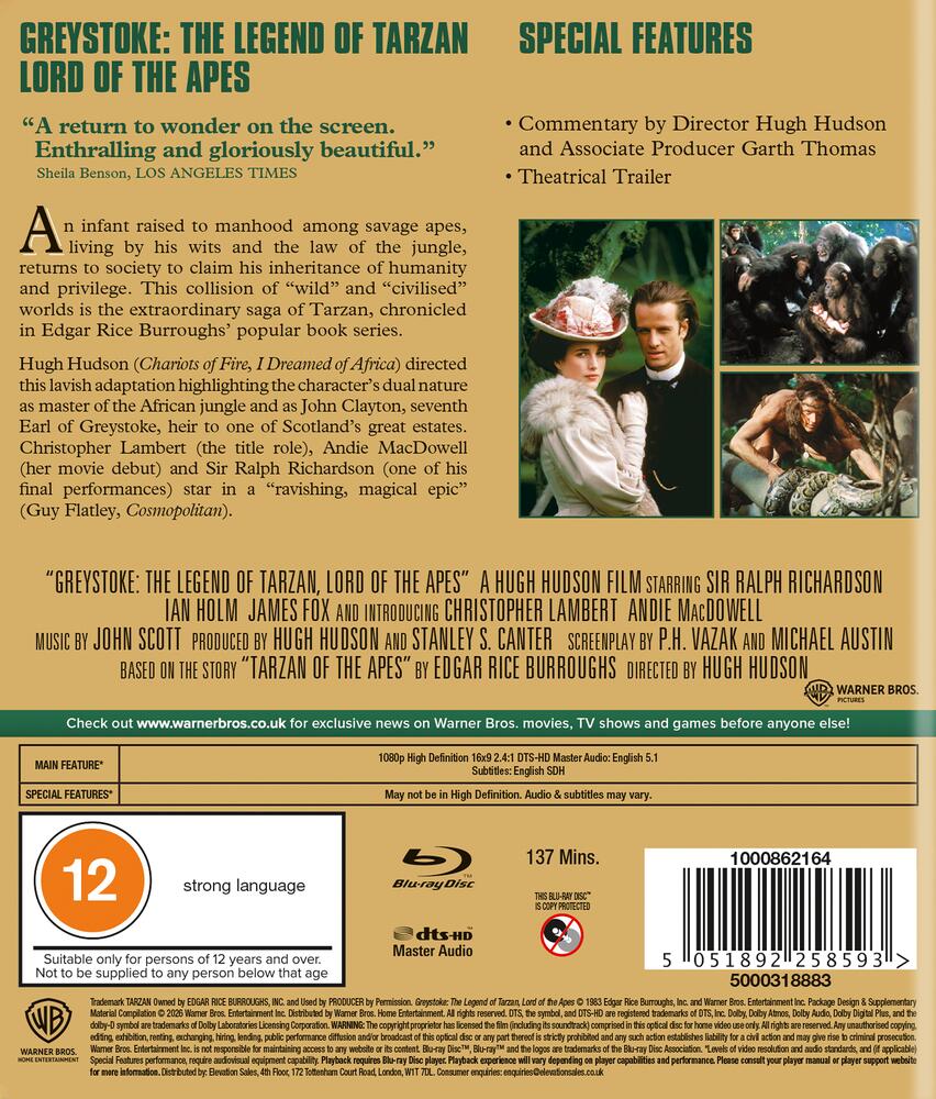 Greystoke - The Legend Of Tarzan Lord Of The Apes (1984) Blu-Ray