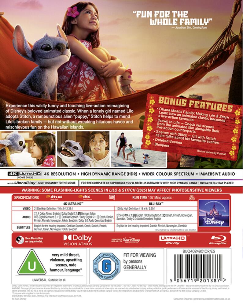 Lilo & Stitch (Live Action) 4K Ultra HD + Blu-Ray