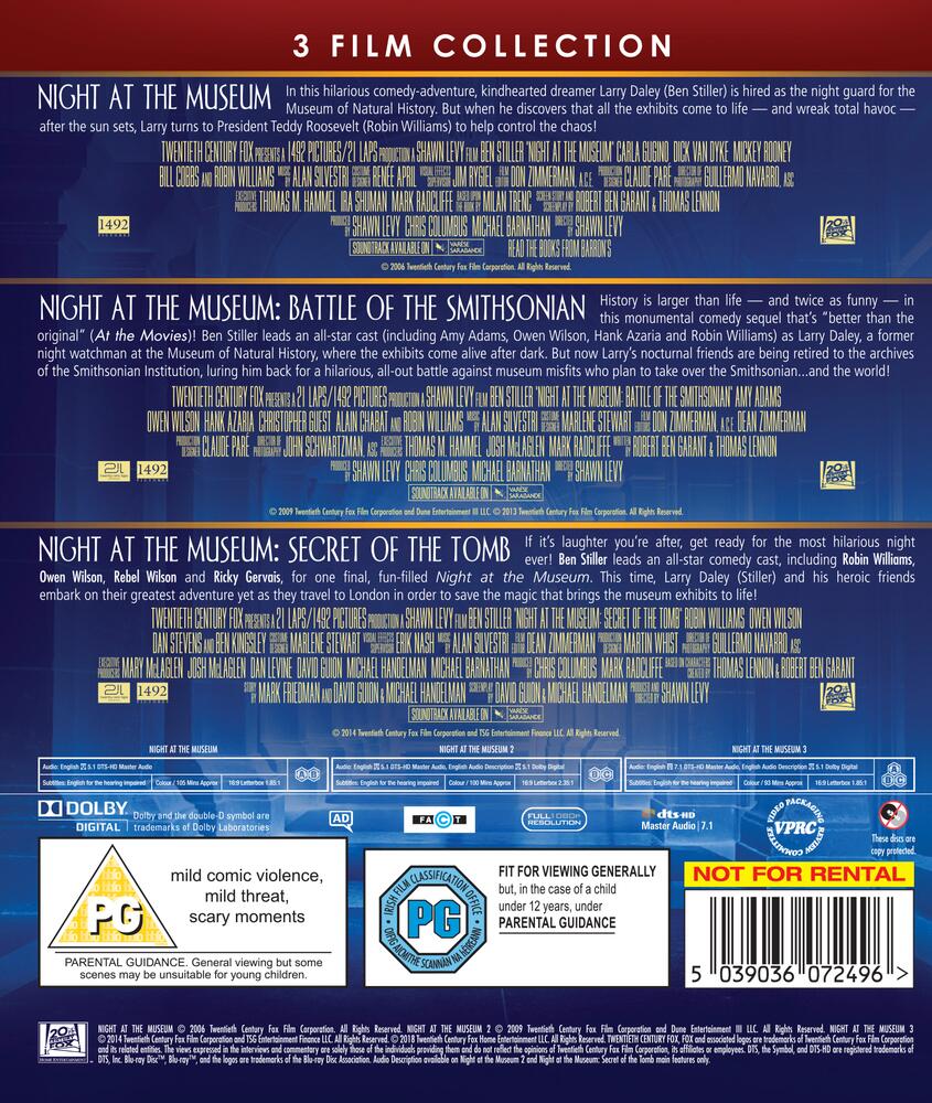 Night At The Museum / Night At The Museum 2 / Night At The Museum 3 - Secret Of The Tomb Blu-Ray