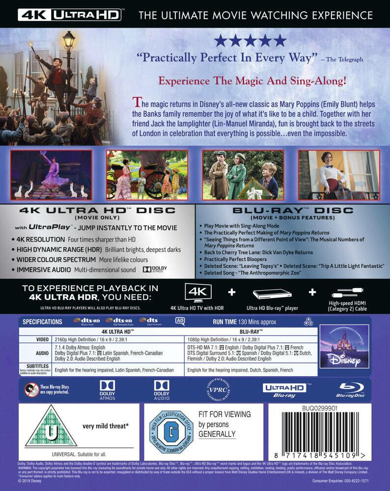 Mary Poppins Returns 4K Ultra HD + Blu-Ray