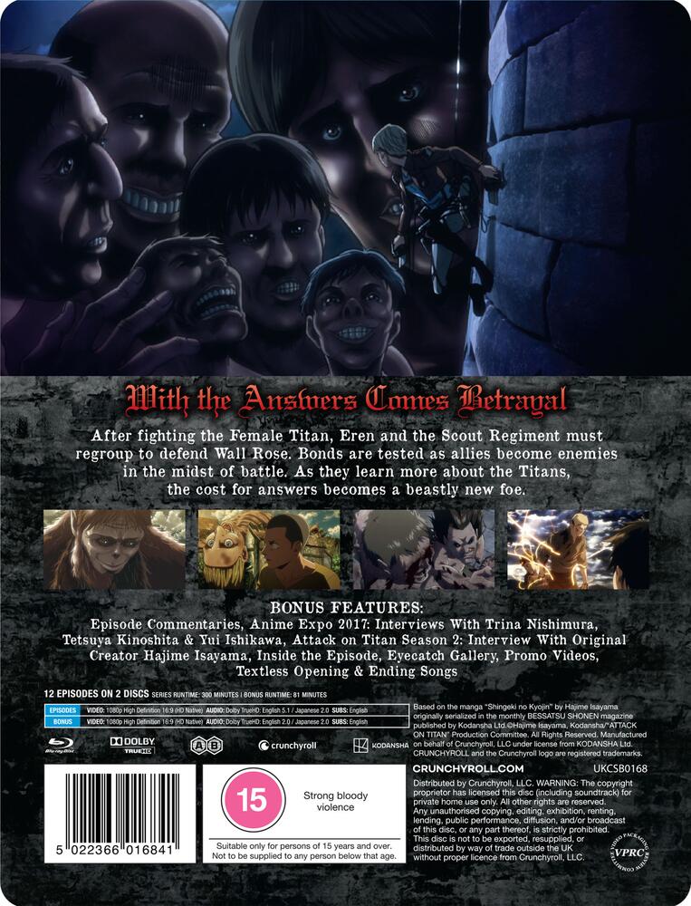 Attack On Titan Season 2 Limited Edition Steelbook Blu-Ray