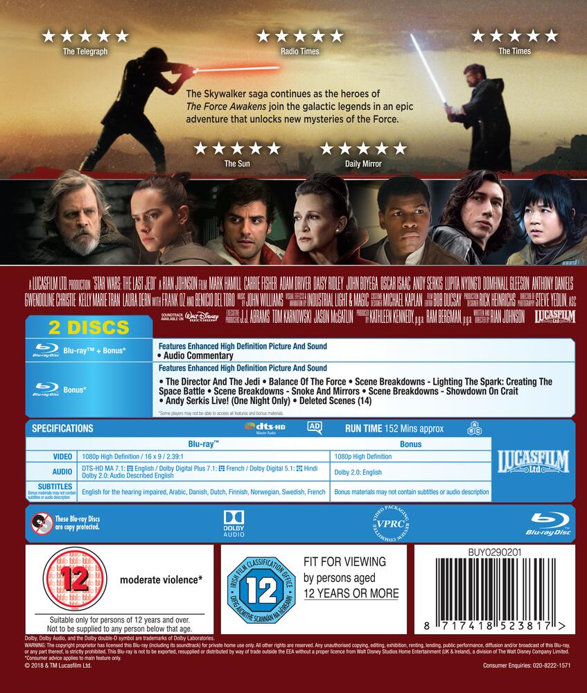 Star Wars - The Last Jedi - Limited Edition (The First Order) Blu-Ray