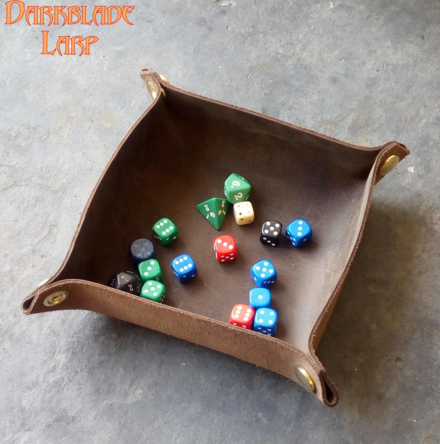 Farkle Luxury Edition Dice Tray - Brown PU Leather Rolling Surface With Printed Rules