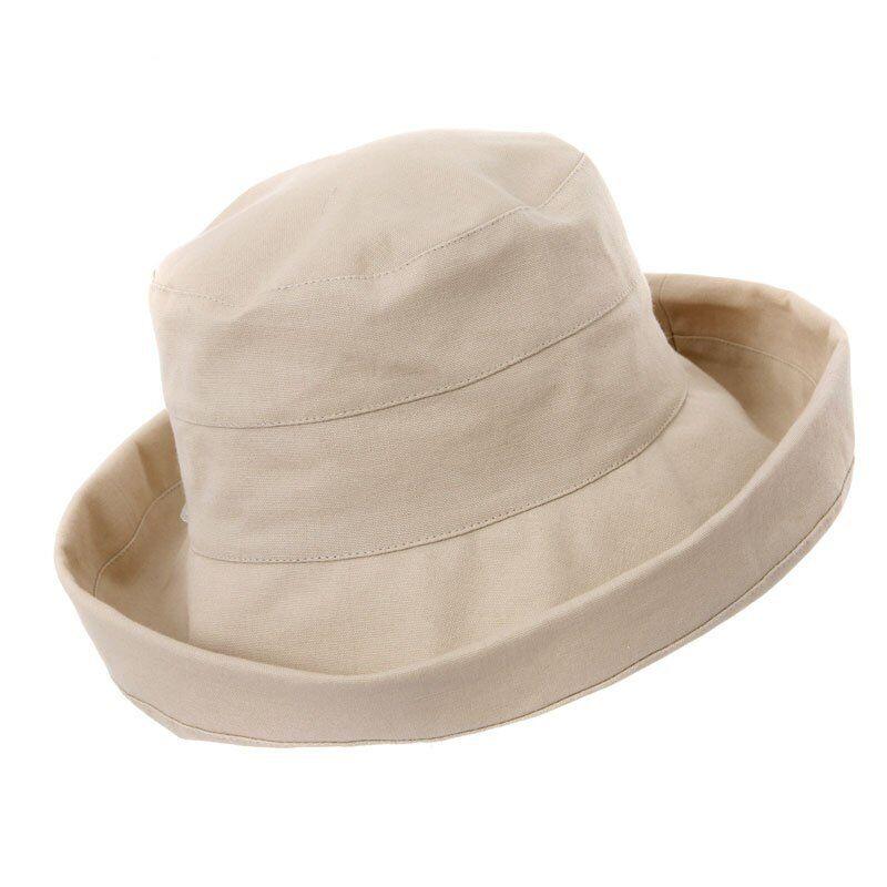Ladies Cotton Sun Hat with Turnup Brim and Tie Adjuster
