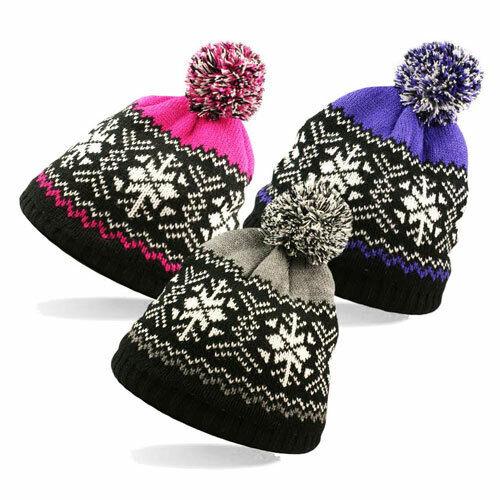 Ladies Fair-Isle Bobble Hat by Rockjock