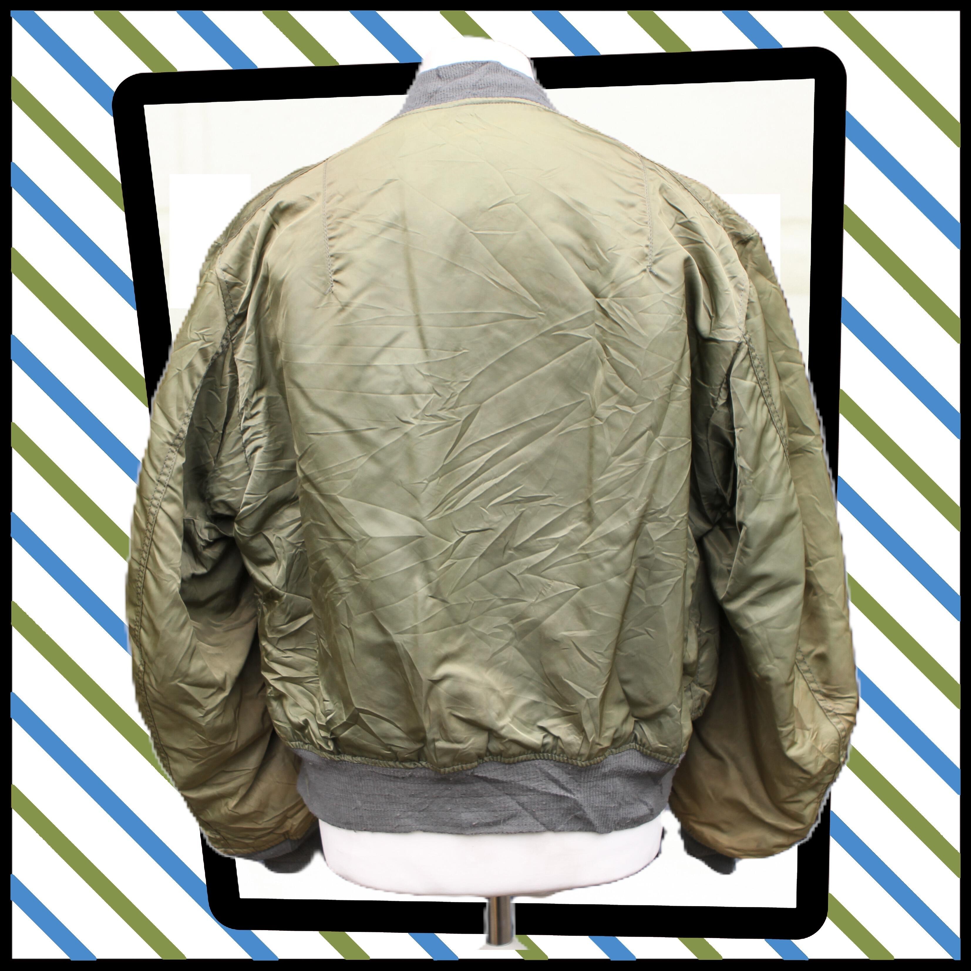 Cool vintage green/khaki bomber jacket rear view