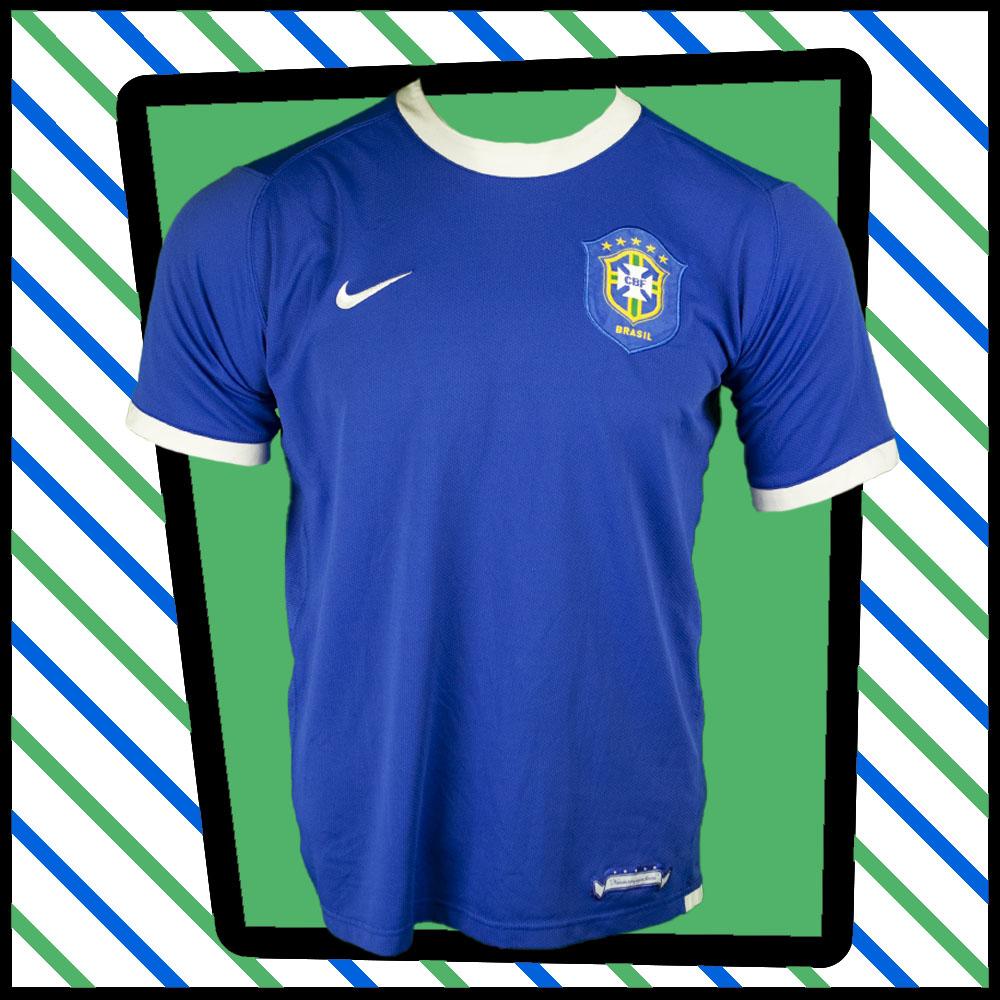 Brazil World Cup 2006 Away Jersey Nike Blue Shirt Size Boy L Kids Brasil  Soccer
